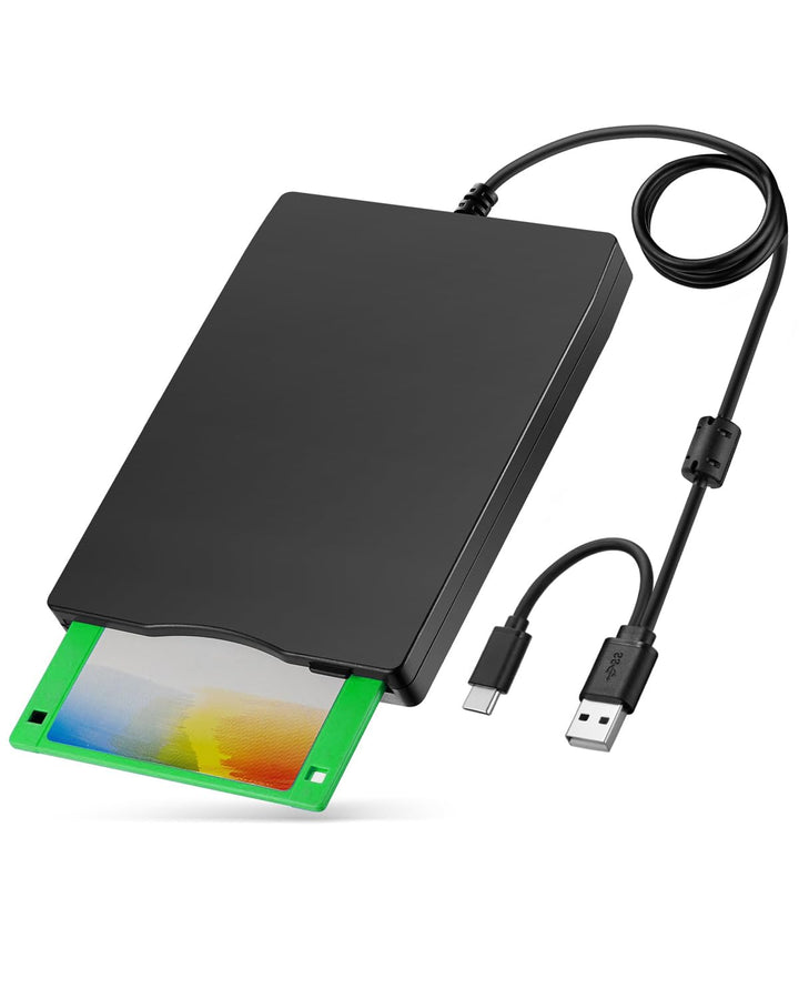 External USB Floppy Drive FDD 1.44MB 3.5 inch - PC and MAC - Slimline Floppy Disk Drive External - P