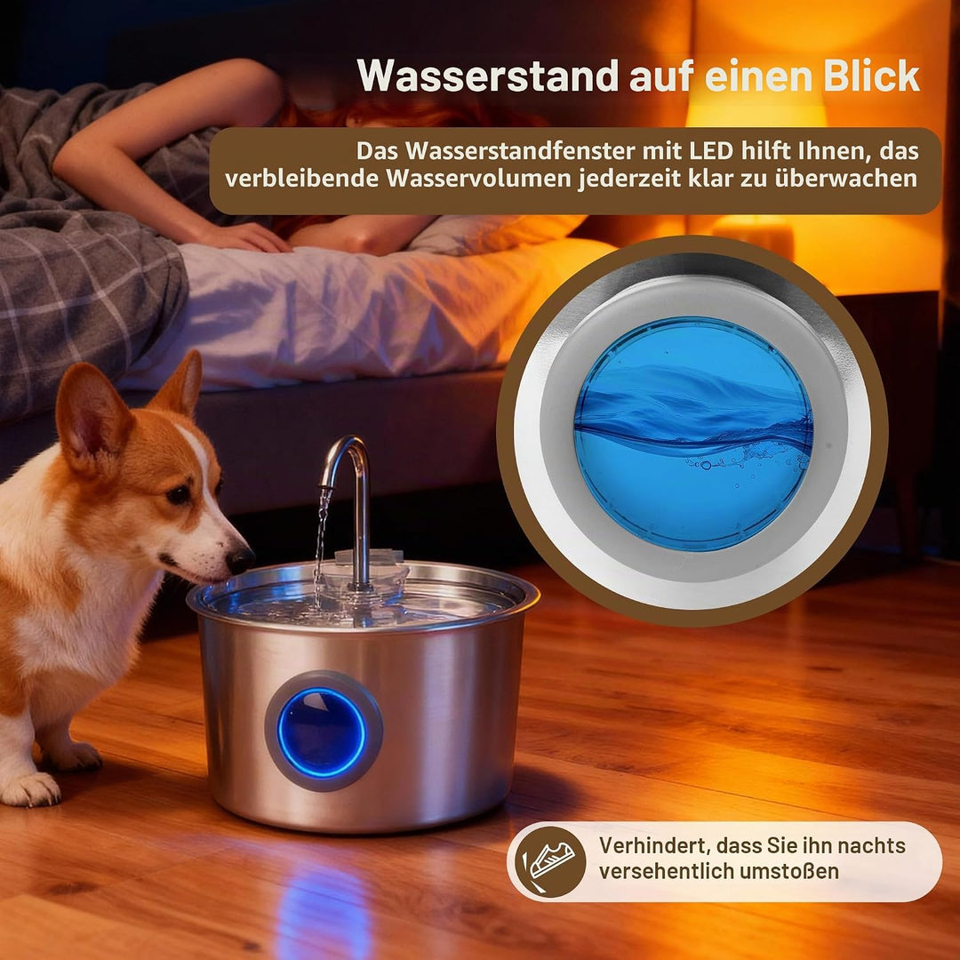 Katzenbrunnen Edelstahl: 3,2 L, Ultraleise Trinkbrunnen Für Katze -Trinktiger Katzenbrunnen Mit 6 Fi