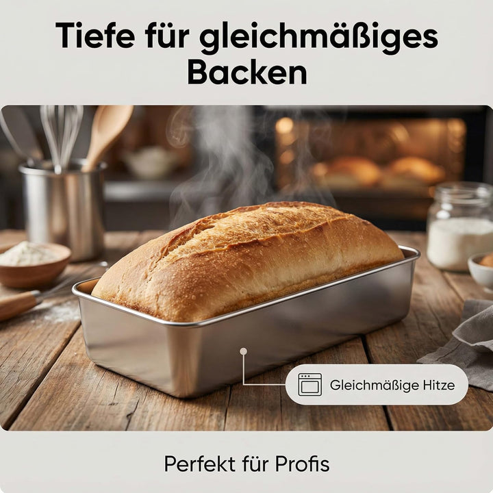 URMONA 1 Stk Edelstahl Kastenform 33 cm, Brotbackform aus lebensmittelechtem Edelstahl, Backform für