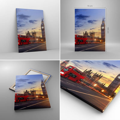 ARTTOR Bilder auf Leinwand 70x100cm Leinwandbild mit Rahmen London Bus Gross Wanddeko Bild Schlafzim