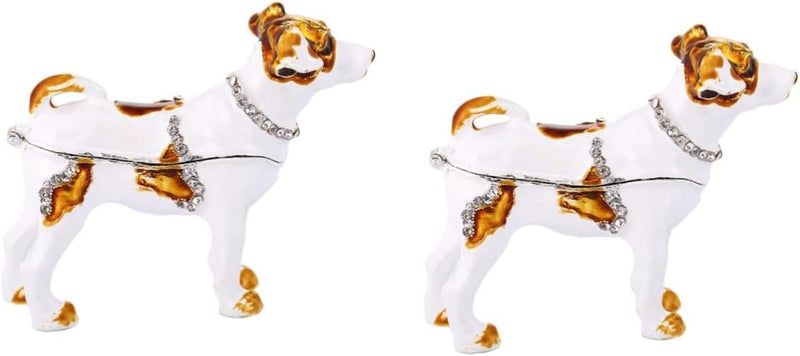 HOMSFOU 2st Hundefigur Figur Faberge Hundehandwerk Strass-hundehandwerk Emaille Schmuck Dekorativer