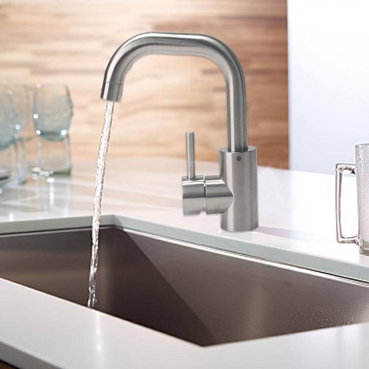 Minnhua Wasserhahn Bad Edelstahl, Waschtischarmatur 360° Drehbar, Armatur Badezimmer mit Schlauch, M