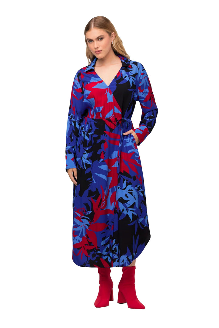 Ulla Popken Damen Blumendruck Kleider 50-52 Titan Blau, 50-52 Titan Blau