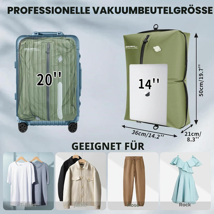 EULANT Vergrössert Vakuumbeutel für Reisen mit Pumpe, Wiederverwendbare Kompressionsbeutel für Koffe