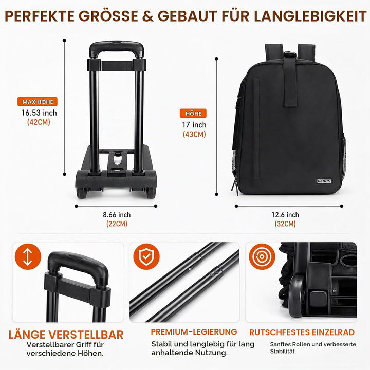 CADeN Professional Trolley Large Camera Backpack Bag for DSLR/SLR Mirrorless Camera Waterproof, Came