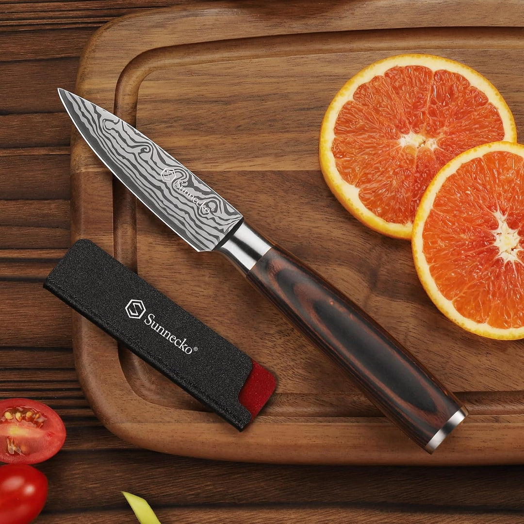 Sunnecko 9cm Gemüsemesser Schälmesser Obstmesser Küchenmesser - Klein Küchenmesser Kochmesser Edelst