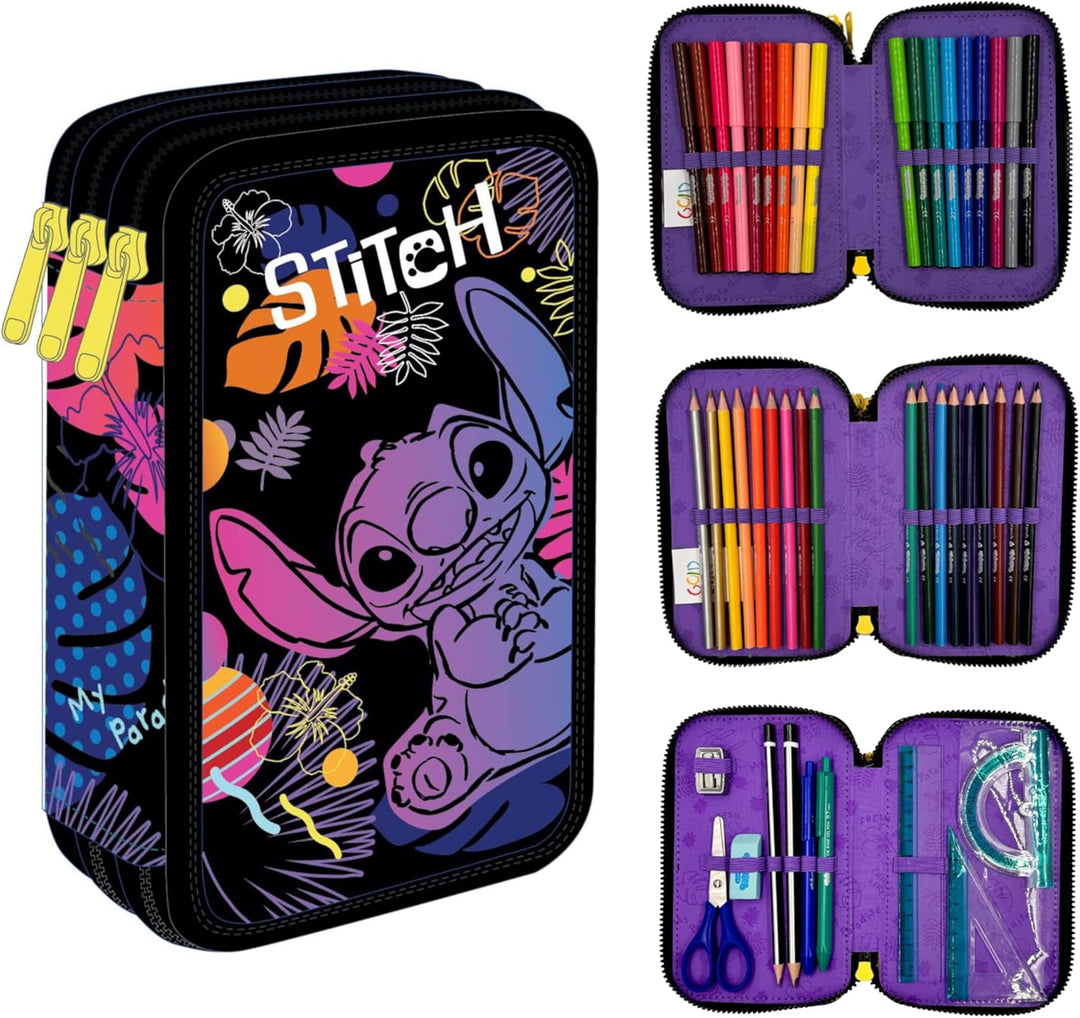 Goldkids - Federmäppchen 3 Fächer - Mäppchen für Mädchen und Jungen - Federmappe 3-Fach Federtasche