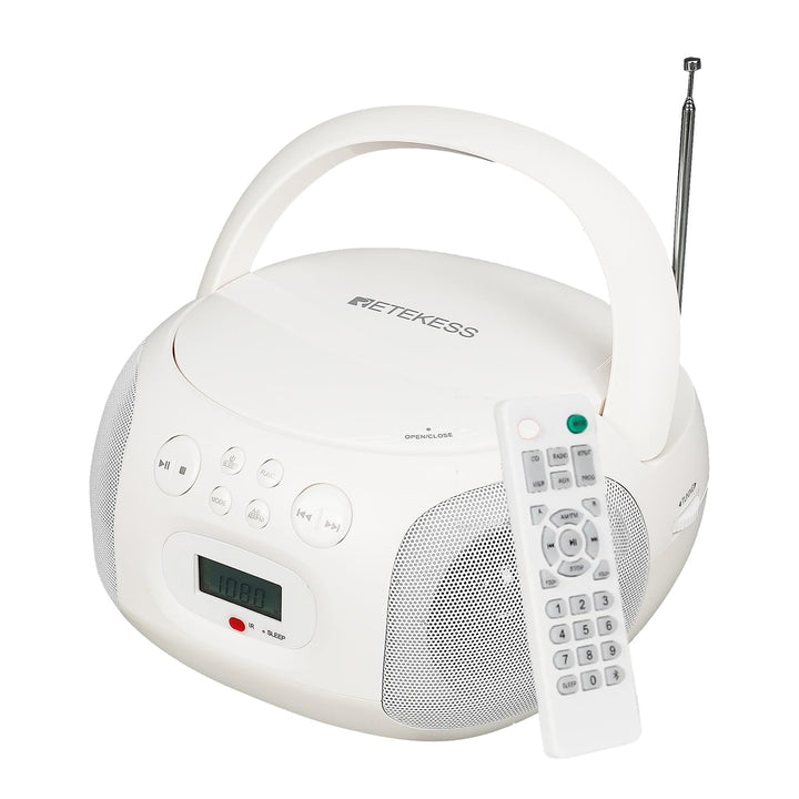 Retekess TR636 Tragbarer CD-Player, Boombox mit Bluetooth, FM Radio, USB,AUX-In,Sleep-Timer, Fernbed