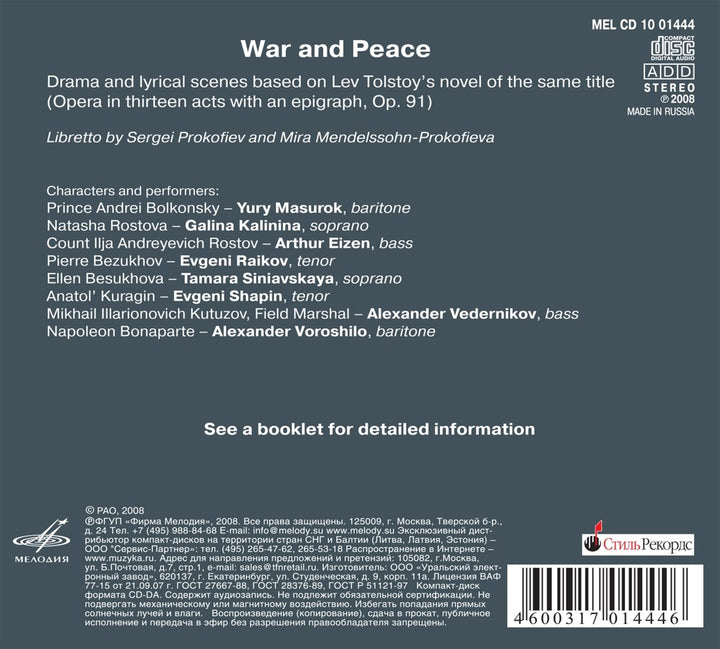War and Peace, Audio-CD