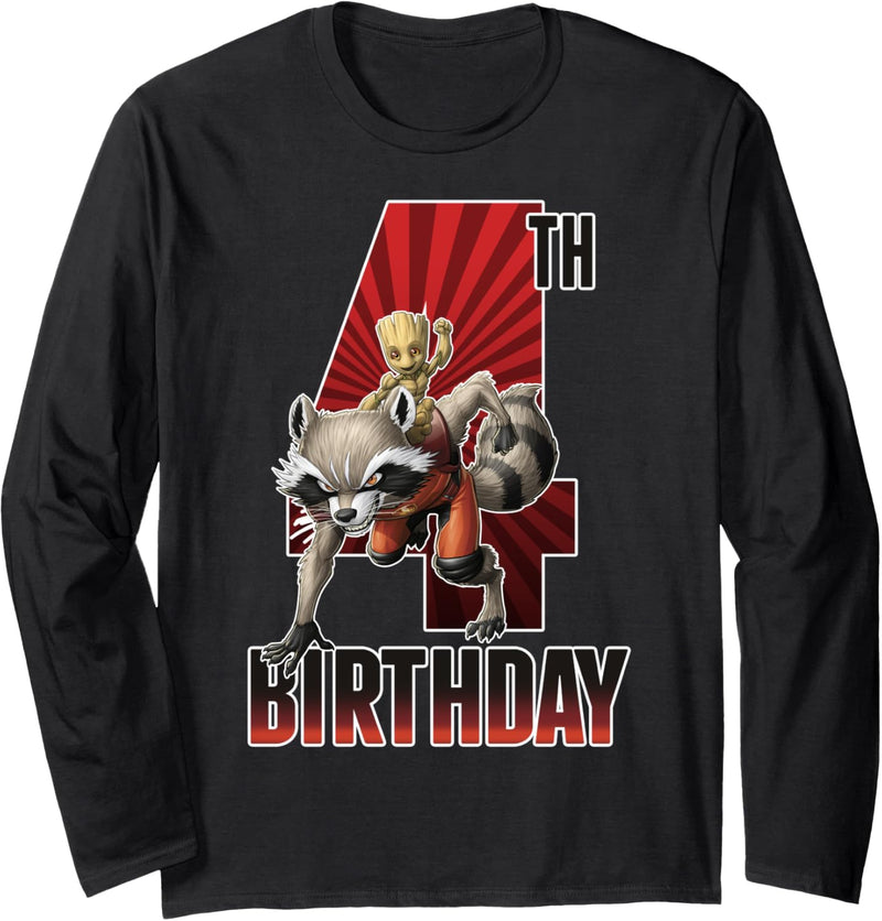 Marvel Guardians Of The Galaxy Rocket & Groot 4th Birthday Langarmshirt