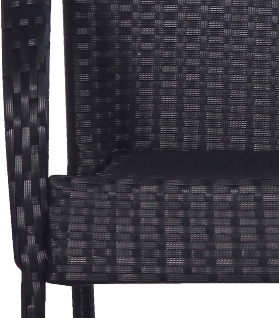 Tidyard Gartenstuhl Bistrostuhl Stapelstuhl Poly Rattan Balkonstuhl, Schwarz, 2 STK. 2 Stk. Schwarz,
