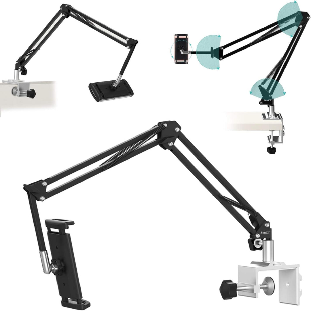 ZenCT Tablet-Halterung mit langem Schwenkarm, 3-stufig, verstellbarer Aluminium-Verriegelungsarm, Ta