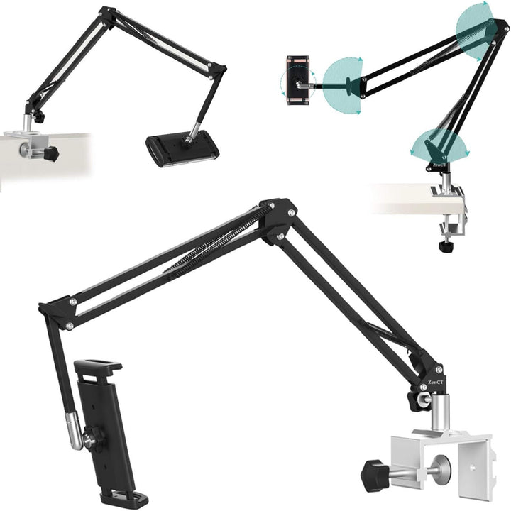 ZenCT Tablet-Halterung mit langem Schwenkarm, 3-stufig, verstellbarer Aluminium-Verriegelungsarm, Ta