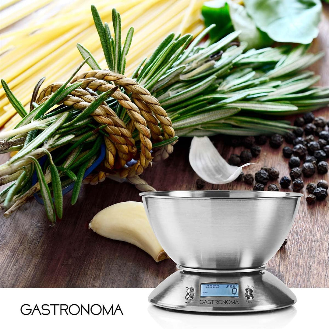 Gastronoma Küchenwaage - Küchenwaage Digital - Waage Küche - Integrierter Timer - Temperatursensor -