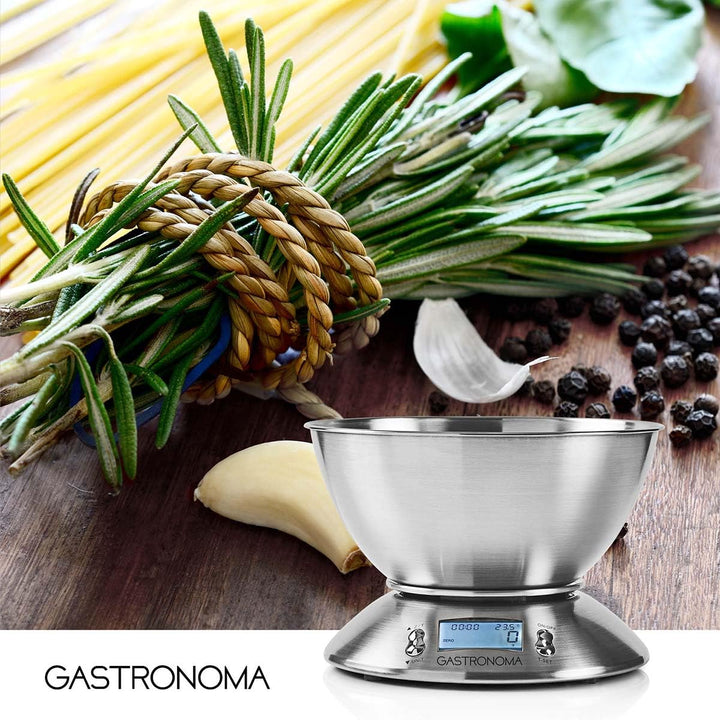 Gastronoma Küchenwaage - Küchenwaage Digital - Waage Küche - Integrierter Timer - Temperatursensor -