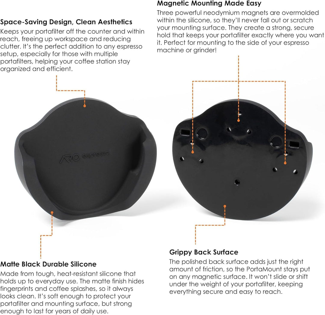 ARO PortaMount Magnetische Silikon-Siebträgerhalterung (Schwarz, 58 mm) 58mm Schwarz, 58mm Schwarz