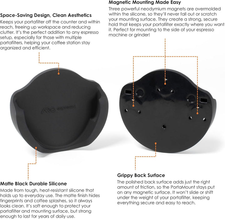 ARO PortaMount Magnetische Silikon-Siebträgerhalterung (Schwarz, 58 mm) 58mm Schwarz, 58mm Schwarz