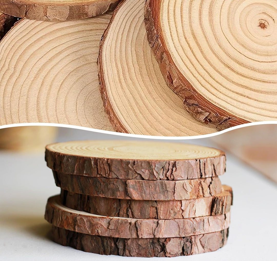 16 Stück Holzscheiben 25 cm Durchmesser, Runde Baumscheiben aus Naturkiefer (1,5cm Dicke) ohne Loch