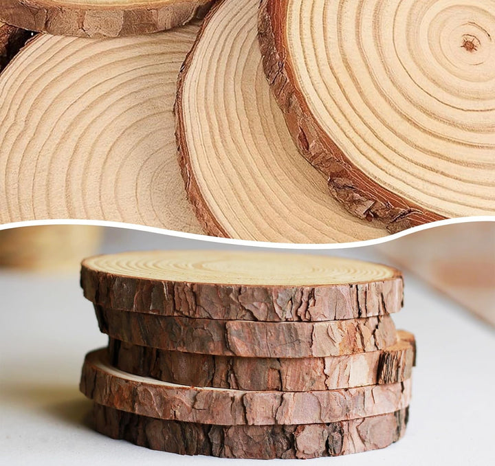16 Stück Holzscheiben 25 cm Durchmesser, Runde Baumscheiben aus Naturkiefer (1,5cm Dicke) ohne Loch