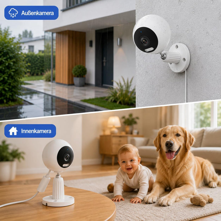 3MP 5G Überwachungskamera Aussen/Innen, Kamera Überwachung Aussen, WLAN Camera Indoor/Outdoor, Babyp