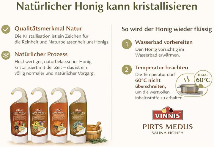 Sauna Honig Sortenmix – 4er Set (Lavendel, Hibiskus, Sanddorn, Rosmarin) – 100% natürlich – Honigcre