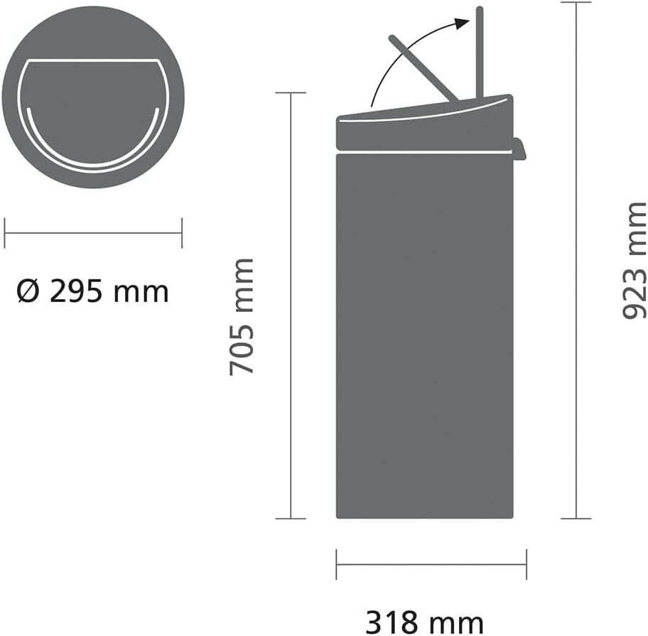 Brabantia Mülleimer Touch Bin, Stahl, Schwarz, 30L Mineral Moonlight Black 30 Liter, Mineral Moonlig