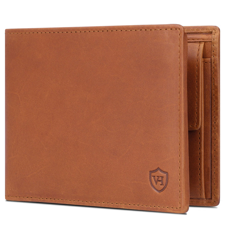 VON HEESEN Leder Geldbörse RFID Schutz I Echtleder Geldbeutel für Damen & Herren I Portemonnaie Brie