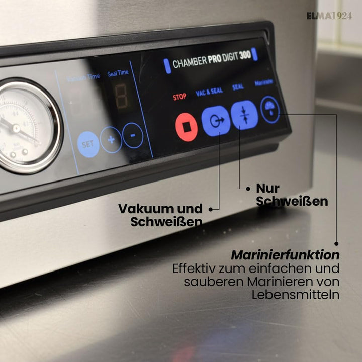 ELMA Chamber Pro Digit 300 Professioneller Vakuumierer | Intensive Nutzung, 30 cm Schweissbalken, er