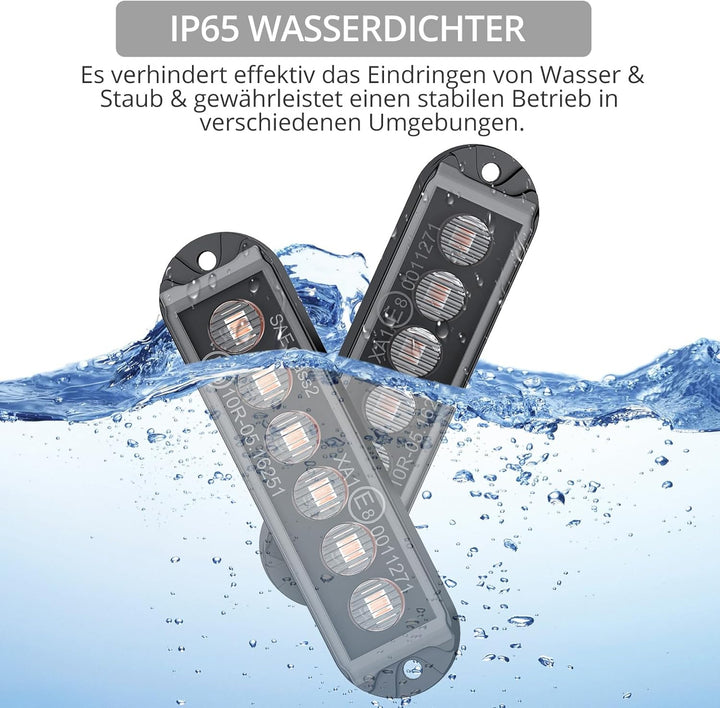 Justech 8er 6LED Warnlicht Frontblitzer Stroboskoplicht Frontblitzer, 30 Modi Warnleuchte Stroboskop