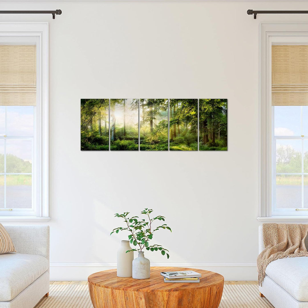 Runa Art Bild Wald Landschaft Wandbilder auf Vlies Leinwand 5 Teilig Wanddekoration Schlafzimmer Woh