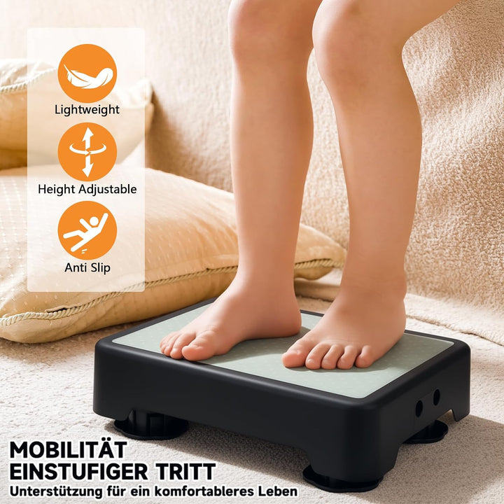 rutschfest Halbstufe bis 250 kg Tritthocker Nachleuchtende | 3-Stufig Höhenverstellbarer Trittstufe