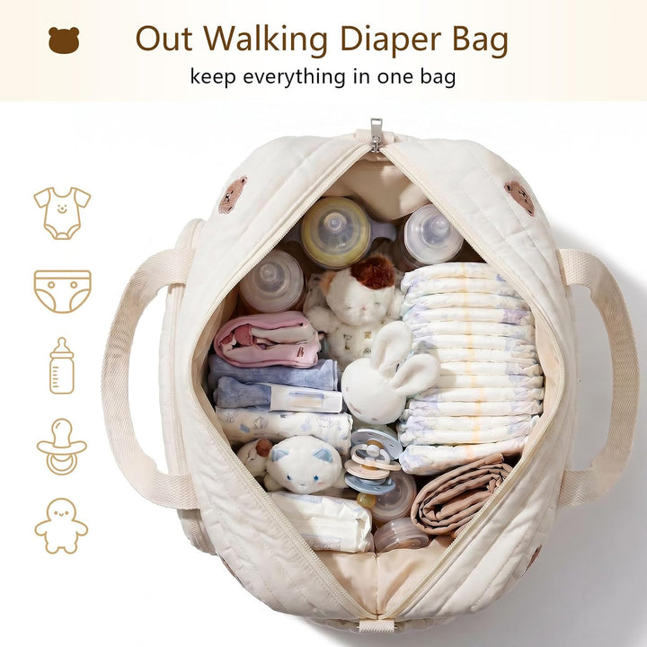 Wickeltasche für Babys, mittelgross, verstellbarer Riemen, Baumwollbär, multifunktionale Kuriertasch