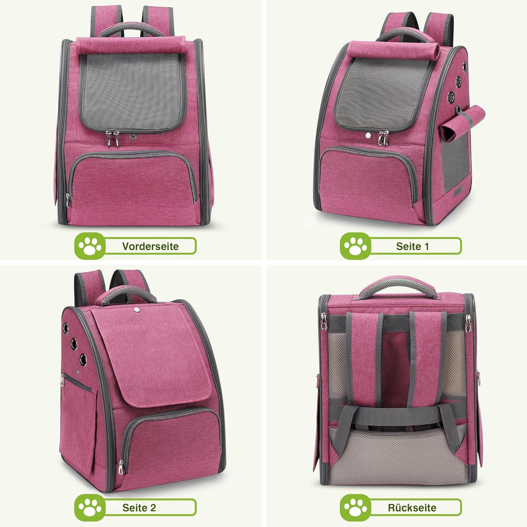 ALLSOPETS Katzenrucksack, Faltbarer Atmungsaktiver Hunderucksack mit Sonnenschutz für Klein Hunde un