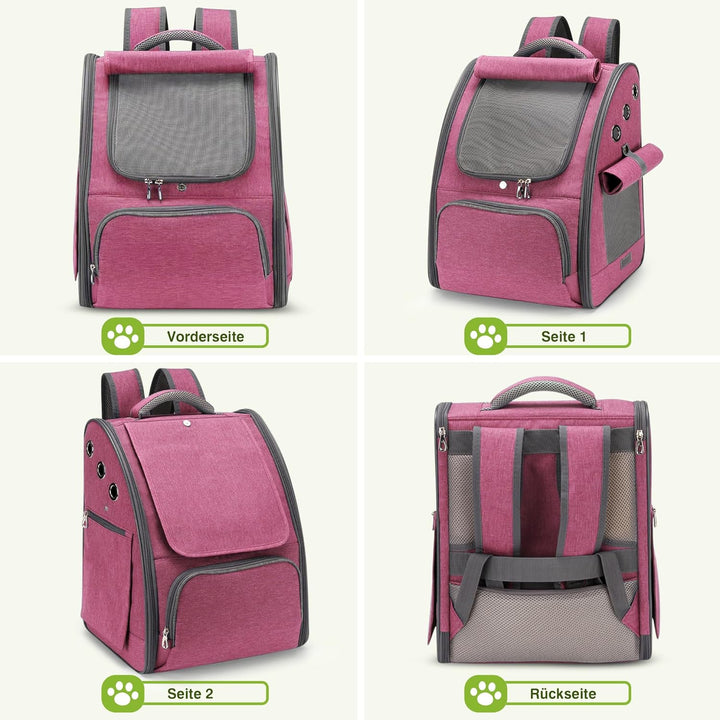 ALLSOPETS Katzenrucksack, Faltbarer Atmungsaktiver Hunderucksack mit Sonnenschutz für Klein Hunde un