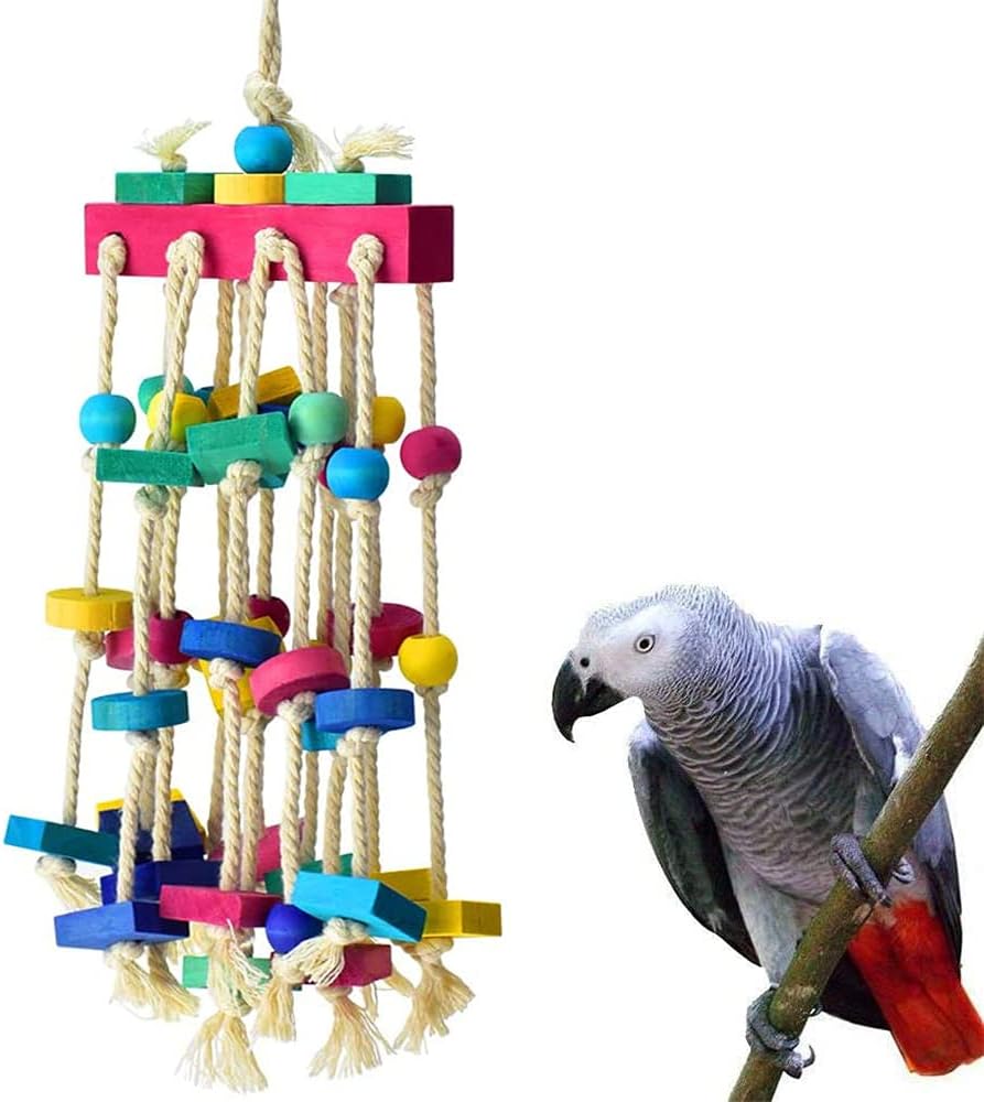 Mehrfarbige Blöcke Vogelspielzeug für Papageien, Vögel, Spielen - Holz Papagei Spielzeug, Vogelkäfig