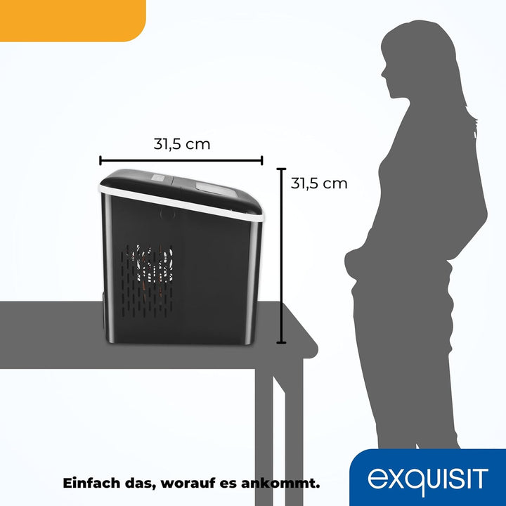 Exquisit Eiswürfelmaschine EM 6002 sw | Eiswürfelproduktion in 7 Minuten | 1,8 Liter Wassertank | oh