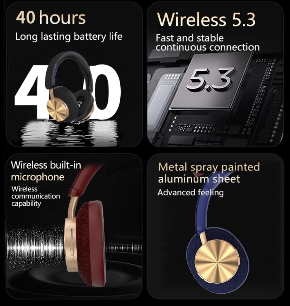 kabellose Bluetooth 5.3 Kopfhörer Over-Ear Wireless Kopfhörer mit aktiver Geräuschunterdrückung Ster