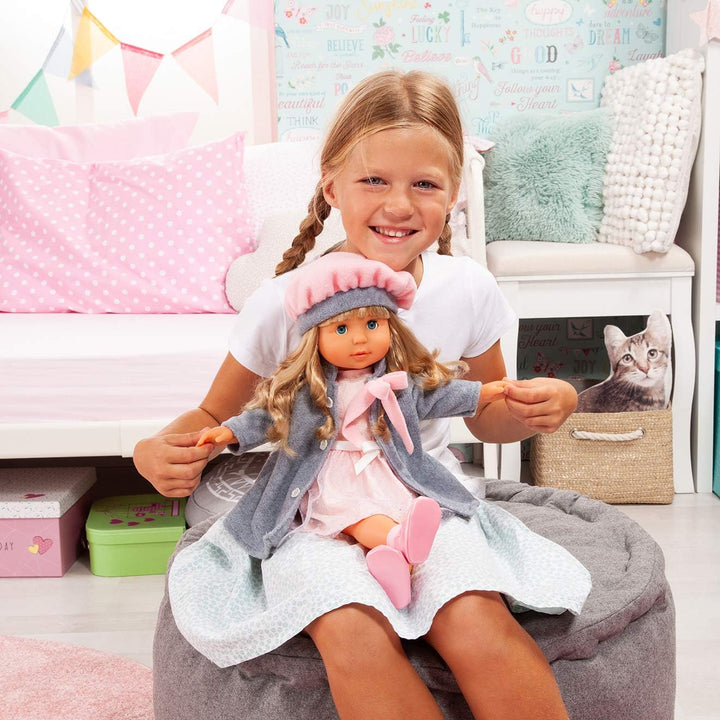 Bayer Design 94635AX Funktionspuppe Charlene mit Haaren und Schlafaugen, spricht und singt 90 Sätze,