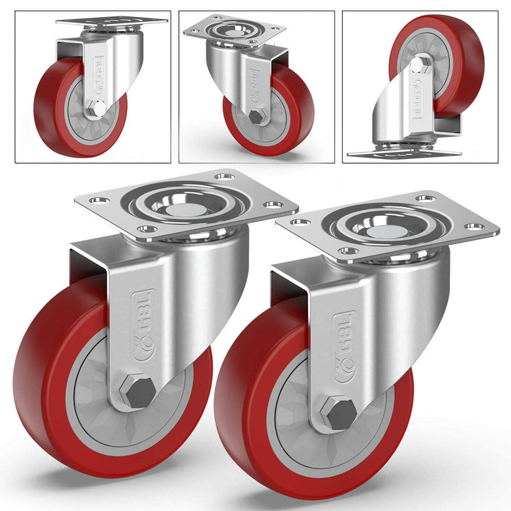 GBL Möbelrollen Schwerlast + Schrauben - 100mm 600KG - 4 Lenkrollen gross ohne Möbel Bremse - keine