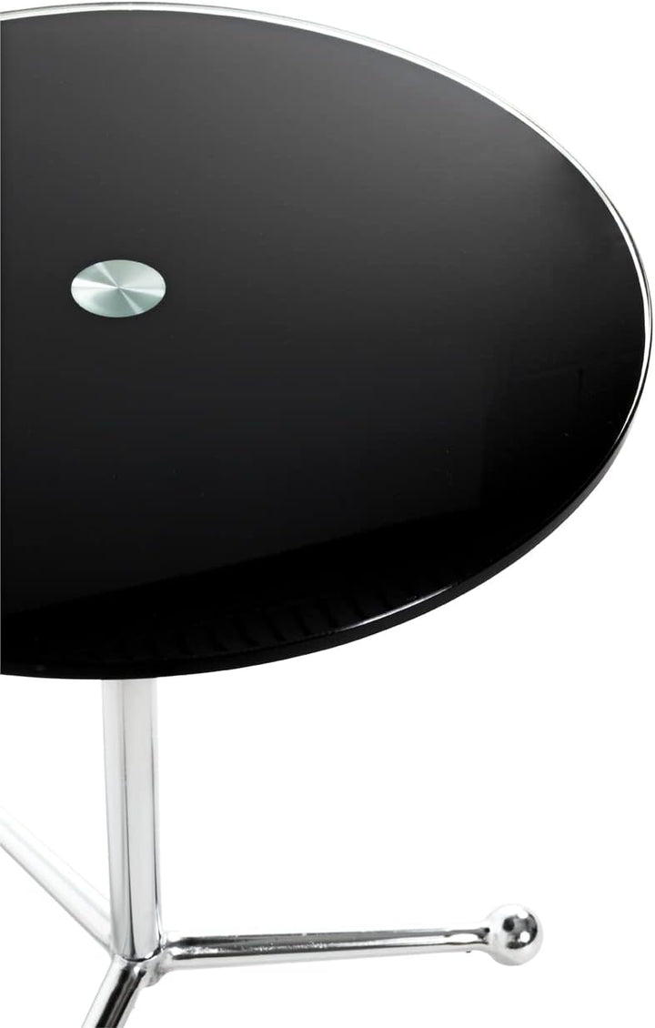 HAKU Beistelltisch Chrom, schwarz, Metall, Sicherheitsglas 10 mm - Masse: H 50 cm x Ø 45 cm, Style: