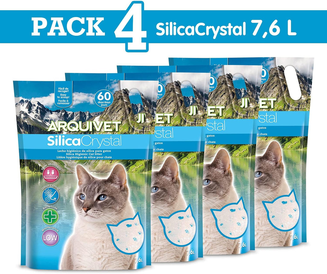 Arquivet Silica Crystal Pack 4 x 7.6L Katzenstreu - saugfähig, hilft Gerüche und Bakterien zu entfer