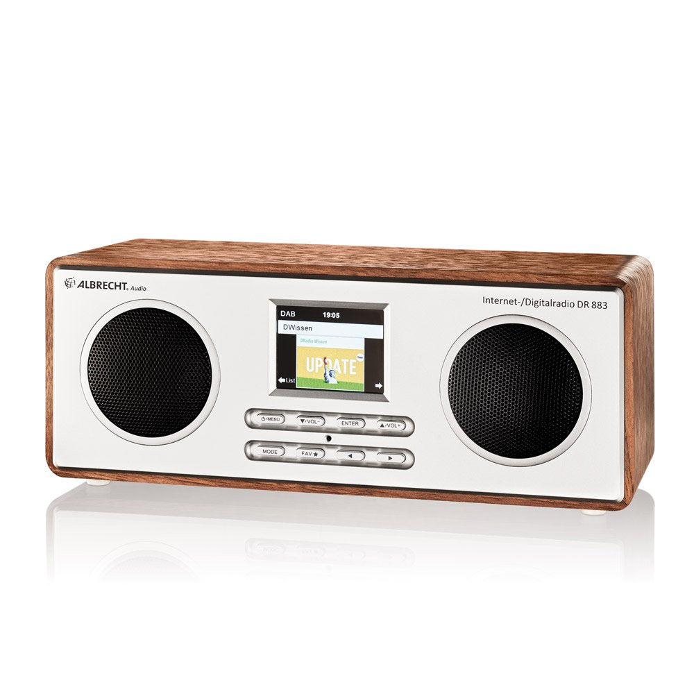 Albrecht DR 883 Digitalradio im Holzdesign mit Internet DAB+ UKW DLNA , Bluetooth , Farbdisplay , Ap