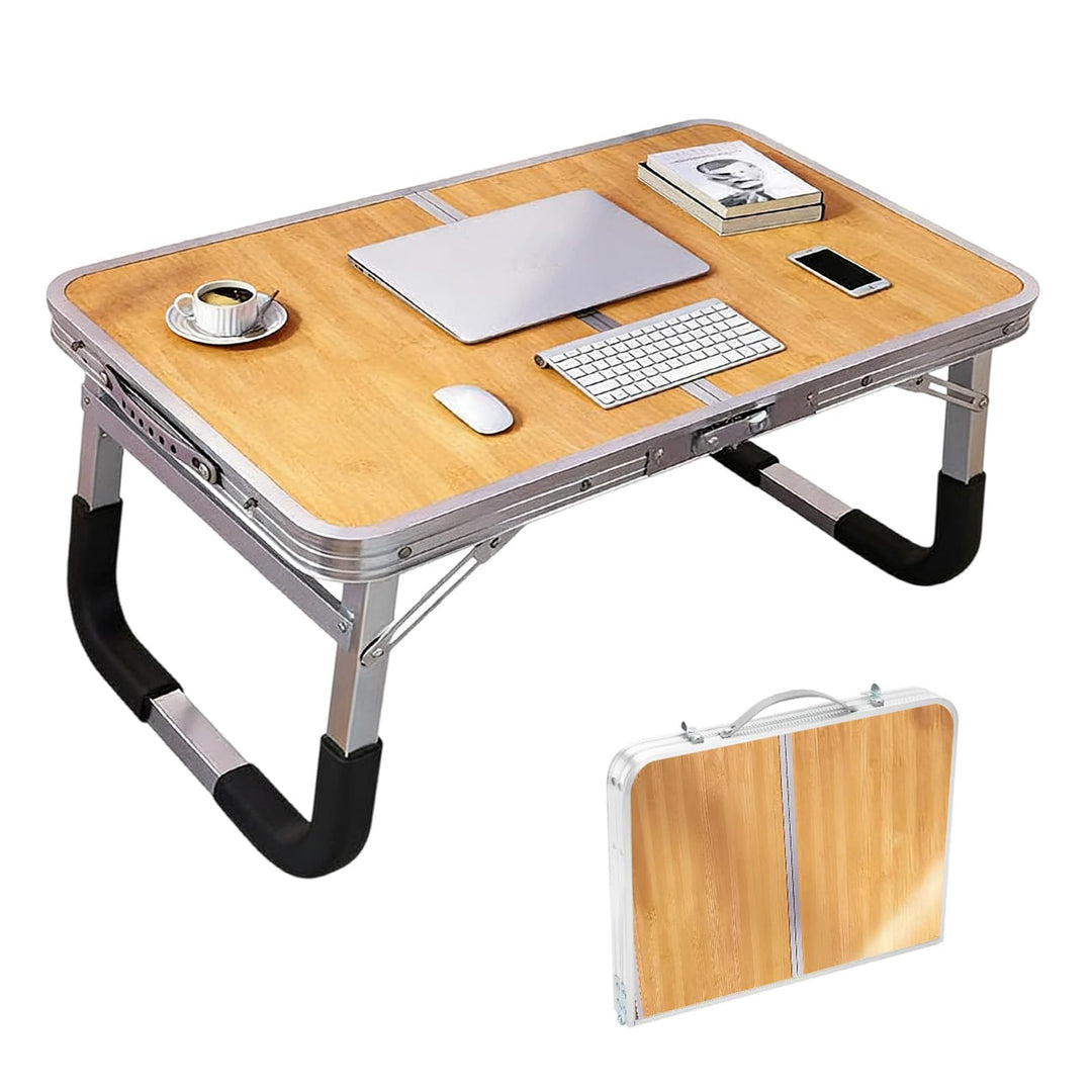 Foldable Laptop Tisch, Tragbares Tisch FüR Bett, Multifunktionaler Holzartig Schreibtischtisch FüR B