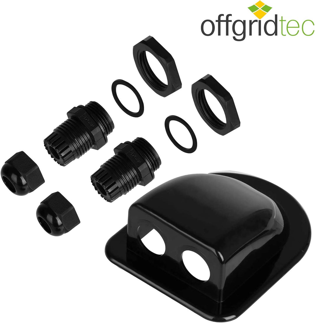 Offgridtec© Dachdurchführung 2-Fach Schwarz für Kabelaussendurchmesser 3-12mm für Wohnmobil Caravan