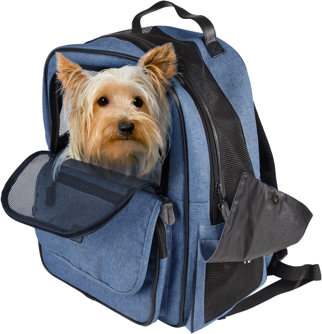 Hunderucksack - Rucksack Wiro Blau – 40x25x41cm – Polyester – Öffnungen vorn/Oben – Abnehmbarer Bode