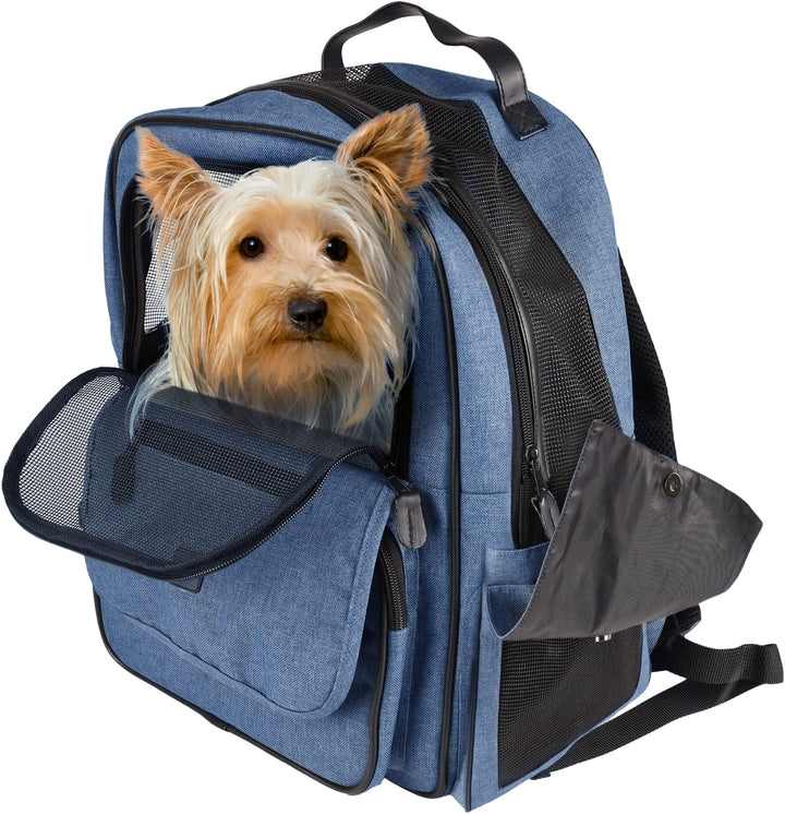 Hunderucksack - Rucksack Wiro Blau – 40x25x41cm – Polyester – Öffnungen vorn/Oben – Abnehmbarer Bode