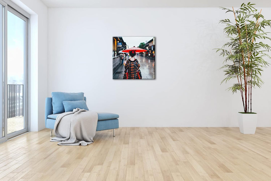 traditionelles japanisches Gewand Format: 70x70 als Leinwandbild, Motiv fertig gerahmt auf Echtholzr