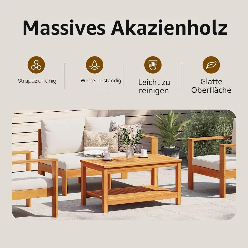 vidaXL Beistelltisch Öl-Natur 110 x 55 x 45 cm Massivholz Akazie, Gartentisch, rustikal, für drausse