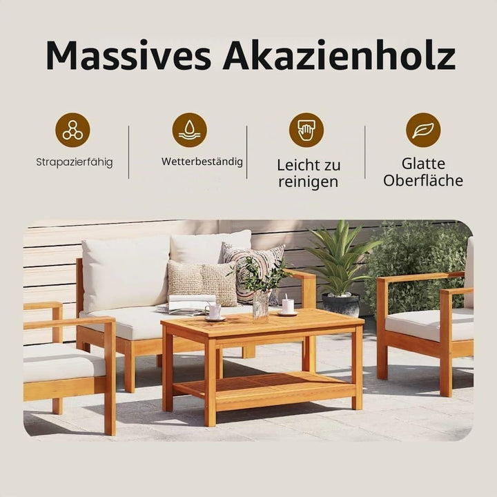 vidaXL Beistelltisch Öl-Natur 110 x 55 x 45 cm Massivholz Akazie, Gartentisch, rustikal, für drausse