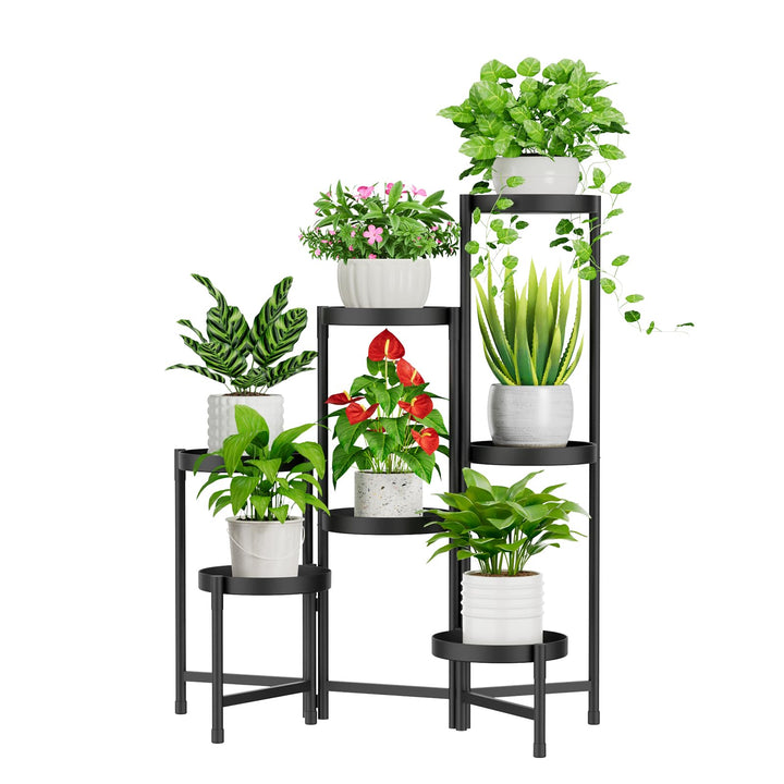 iDavosic.ly 7 Etagen Metall Pflanzenständer Blumentopfständer, Mehrstöckig Pflanzenregal Blumenregal